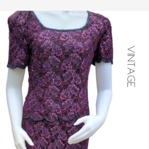 Steinway Purple bead and sequin‎ plus size gown 14